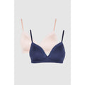 Navy-Natural - Front - Debenhams Womens-Ladies Burnout Non-Wired Bra (Pack of 2)