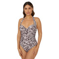 Black-White - Front - Gorgeous Womens-Ladies Zebra Print Underwired One Piece Swimsuit