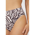 White-Brown - Side - Gorgeous Womens-Ladies Zebra Print Mid Rise Bikini Bottoms