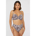 White-Brown - Lifestyle - Gorgeous Womens-Ladies Zebra Print Mid Rise Bikini Bottoms