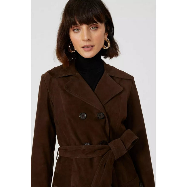 Faux Fur Trim Suedette Coat