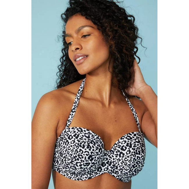 Women's Flavia String Bikini Top - Black White Polka Print