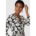 White-Black - Lifestyle - Principles Womens-Ladies Floral V Neck Petite Tiered Dress