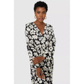 White-Black - Pack Shot - Principles Womens-Ladies Floral V Neck Petite Tiered Dress