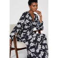 Monochrome - Lifestyle - Principles Womens-Ladies Floral Front Tie Kimono Sleeve Midi Dress