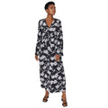 Monochrome - Front - Principles Womens-Ladies Floral Front Tie Kimono Sleeve Midi Dress