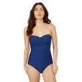 Navy - Front - Debenhams Womens-Ladies Textured Bandeau One Piece Swimsuit