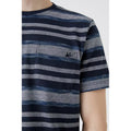 Blue - Side - Mantaray Mens Multi Stripe Textured T-Shirt