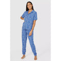 Bright Blue - Pack Shot - Debenhams Womens-Ladies Meadow Woven Revere Collar Pyjama Top