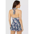 Navy - Back - Debenhams Womens-Ladies Floral Skirted One Piece Swimsuit