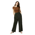 Khaki - Side - Maine Womens-Ladies Waist Tie Wide Leg Trousers