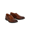 Tan - Front - Debenhams Mens Croft Leather Slip-on Wide Loafers