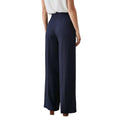 Navy - Back - Principles Womens-Ladies Button Detail Wide Leg Trousers