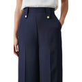 Navy - Side - Principles Womens-Ladies Button Detail Wide Leg Trousers