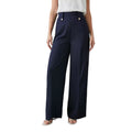 Navy - Front - Principles Womens-Ladies Button Detail Wide Leg Trousers