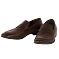 Dark Brown - Front - Debenhams Mens Tumbled Leather Loafers