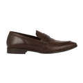 Dark Brown - Back - Debenhams Mens Tumbled Leather Loafers