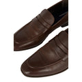 Dark Brown - Side - Debenhams Mens Tumbled Leather Loafers