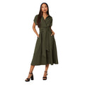 Khaki Green - Front - Principles Womens-Ladies Front Tie Midi Dress