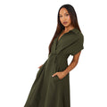 Khaki Green - Side - Principles Womens-Ladies Front Tie Midi Dress