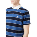 Blue - Side - Maine Mens Block Stripe Textured Short-Sleeved Polo Shirt