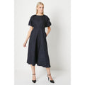 Navy - Front - Principles Womens-Ladies Jacquard Puff Sleeve Midi Dress