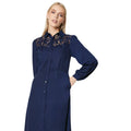 Navy - Side - Principles Womens-Ladies Lace Detail Button-Down Midi Dress