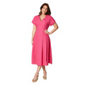 Pink - Front - Principles Womens-Ladies Linen Blend Pleated Midi Dress