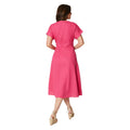 Pink - Back - Principles Womens-Ladies Linen Blend Pleated Midi Dress