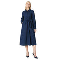 Navy - Front - Principles Womens-Ladies Belted Frill Midi Shirt Dress