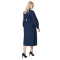 Navy - Back - Principles Womens-Ladies Belted Frill Midi Shirt Dress