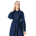 Navy - Side - Principles Womens-Ladies Belted Frill Midi Shirt Dress