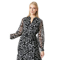 Monochrome - Side - Principles Womens-Ladies Floral Contrast Collar Midi Dress