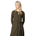 Khaki - Side - Principles Womens-Ladies Premium Belted Contrast Piping Midi Dress