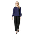 Navy - Side - Principles Womens-Ladies Premium Contrast Piping Blouse