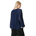 Navy - Back - Principles Womens-Ladies Pleated Tie Neck Top