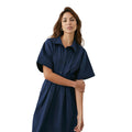 Navy - Side - Principles Womens-Ladies Poplin Midi Shirt Dress