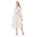 Taupe - Pack Shot - Principles Womens-Ladies Stripe Belt Midi Shirt Dress