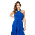 Blue - Lifestyle - Principles Womens-Ladies Pleated Jersey Halter Neck Maxi Dress