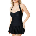 Black - Side - Gorgeous Womens-Ladies Skirted One Piece Swimsuit