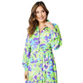 Green-Purple - Side - Principles Womens-Ladies Abstract Floral Belt Shirt Dress