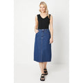 Dark Blue - Front - Principles Womens-Ladies Denim Split Hem Midi Skirt