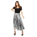 Silver - Side - Principles Womens-Ladies Foil Pleated Midi Skirt