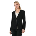 Black - Front - Principles Womens-Ladies Pipe Detail Collarless Blazer