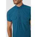 Navy - Side - Mantaray Mens Textured Slub Short-Sleeved Shirt