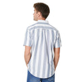 Blue - Back - Maine Mens Shadow Stripe Oxford Short-Sleeved Shirt