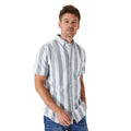 Blue - Front - Maine Mens Shadow Stripe Oxford Short-Sleeved Shirt