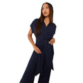 Navy - Side - Disney Princess Womens-Ladies Front Tie Jumpsuit