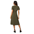 Khaki Green - Back - Debenhams Womens-Ladies Textured Jersey Belt Midi Dress