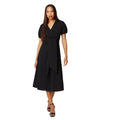 Black - Front - Debenhams Womens-Ladies Textured Jersey Belt Midi Dress